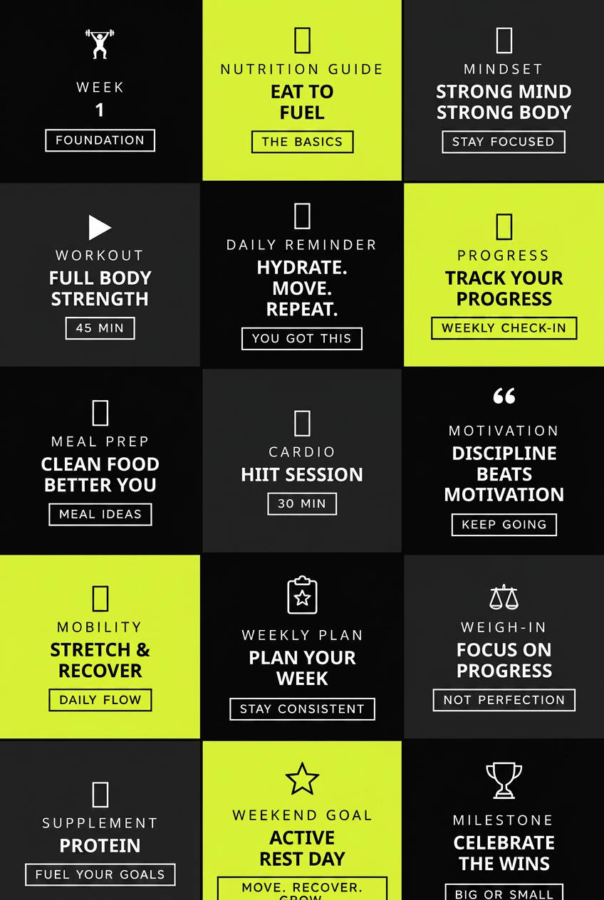Fitness planner with a month of Instagram Reel covers